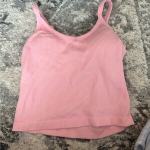 Free People Pink Ribbed Tank Top